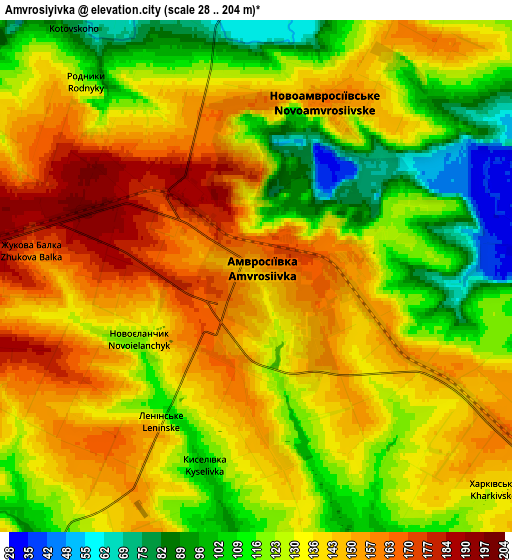 Zoom OUT 2x Amvrosiyivka, Ukraine elevation map