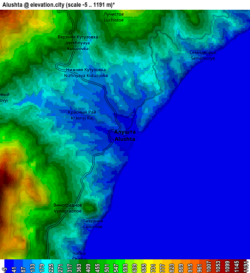 Zoom OUT 2x Alushta, Ukraine elevation map