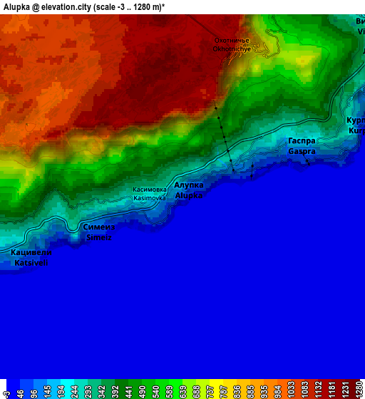 Zoom OUT 2x Alupka, Ukraine elevation map