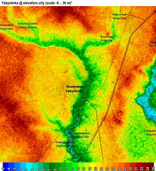 Zoom OUT 2x Yakymivka, Ukraine elevation map