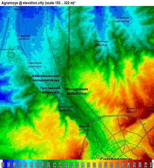 Zoom OUT 2x Agrarnoye, Ukraine elevation map