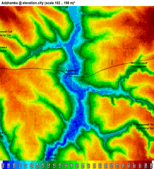 Zoom OUT 2x Adzhamka, Ukraine elevation map