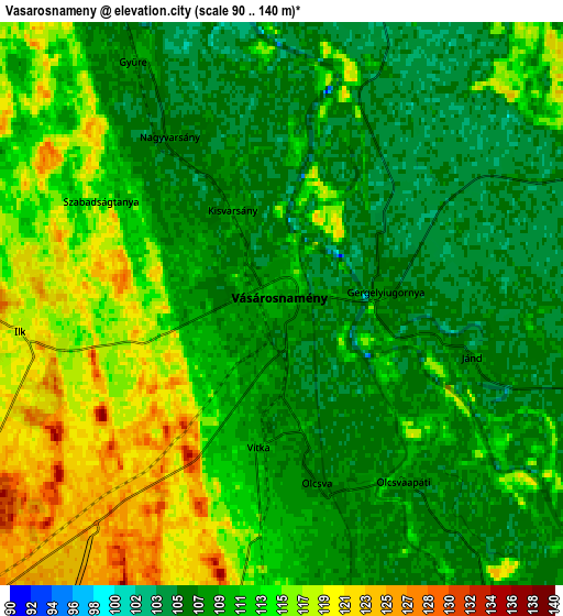 Zoom OUT 2x Vásárosnamény, Hungary elevation map