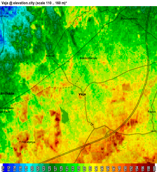 Zoom OUT 2x Vaja, Hungary elevation map