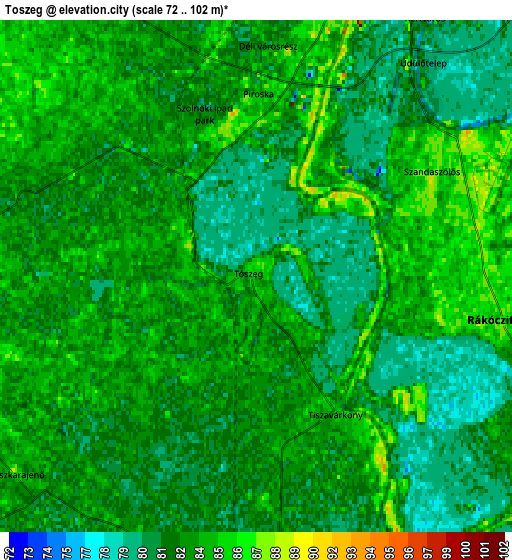 Zoom OUT 2x Tószeg, Hungary elevation map