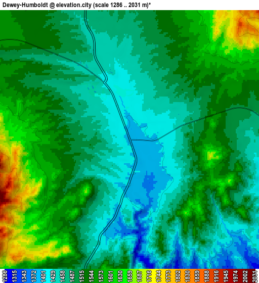 Zoom OUT 2x Dewey-Humboldt, United States elevation map