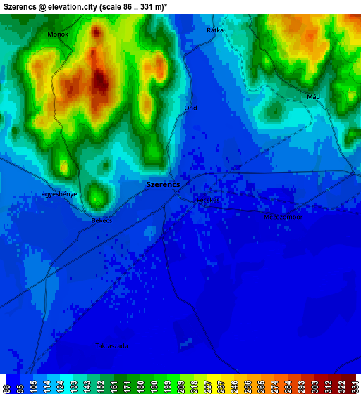 Zoom OUT 2x Szerencs, Hungary elevation map