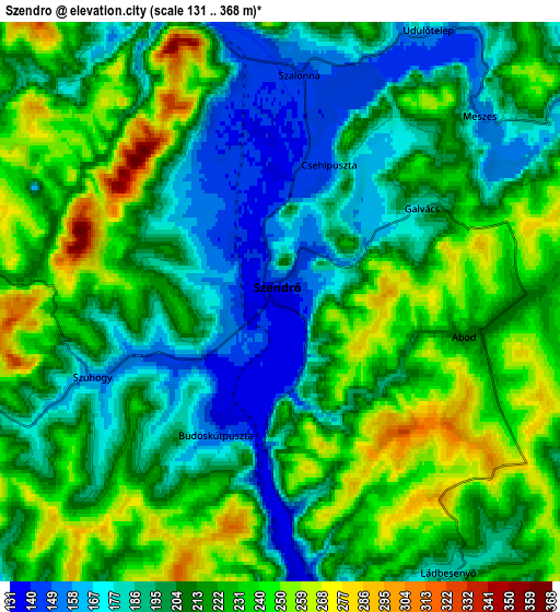 Zoom OUT 2x Szendrő, Hungary elevation map