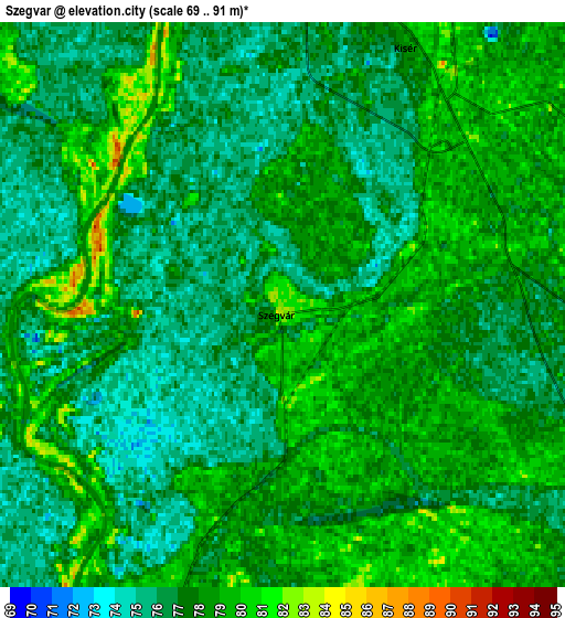 Zoom OUT 2x Szegvár, Hungary elevation map