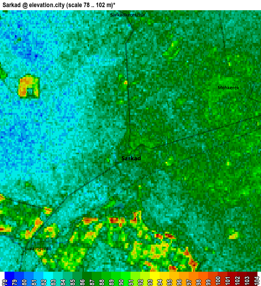 Zoom OUT 2x Sarkad, Hungary elevation map