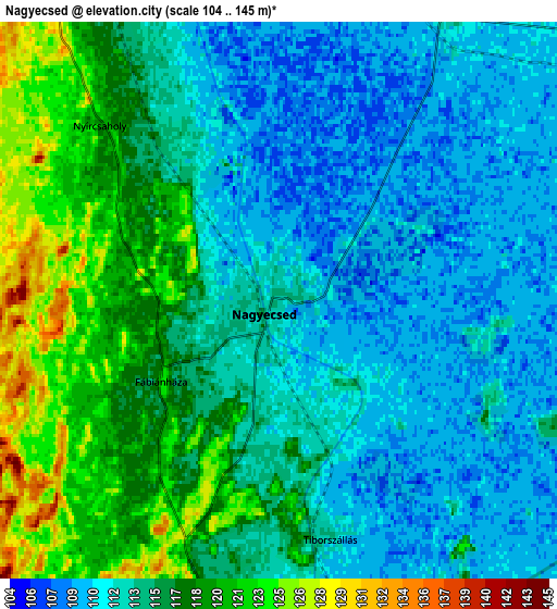 Zoom OUT 2x Nagyecsed, Hungary elevation map