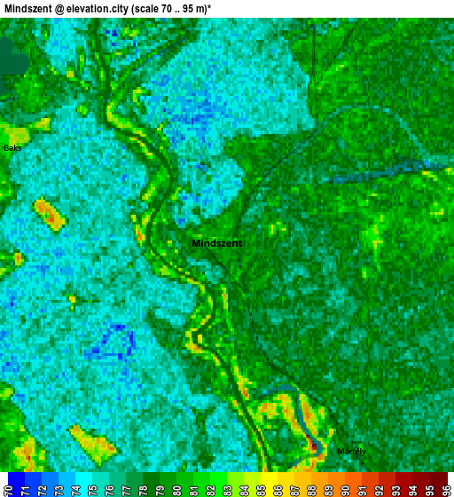 Zoom OUT 2x Mindszent, Hungary elevation map