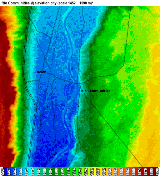 Zoom OUT 2x Rio Communities, United States elevation map