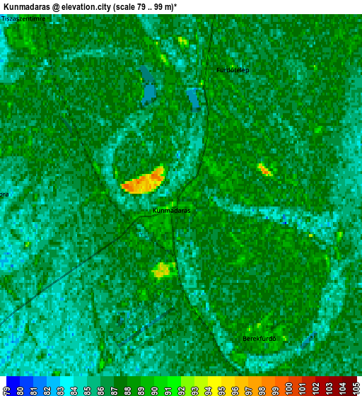 Zoom OUT 2x Kunmadaras, Hungary elevation map
