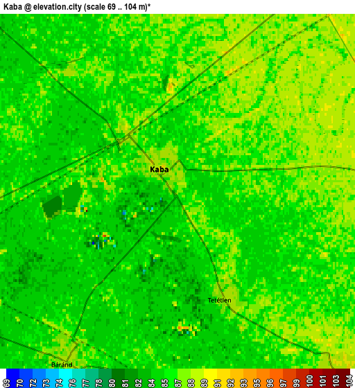 Zoom OUT 2x Kaba, Hungary elevation map