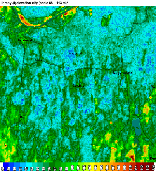 Zoom OUT 2x Ibrány, Hungary elevation map