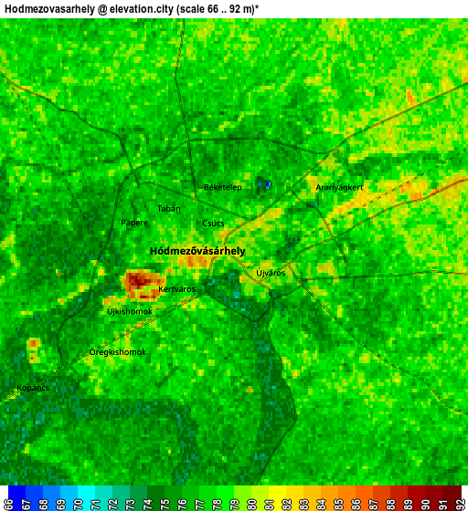 Zoom OUT 2x Hódmezővásárhely, Hungary elevation map