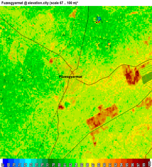 Zoom OUT 2x Füzesgyarmat, Hungary elevation map