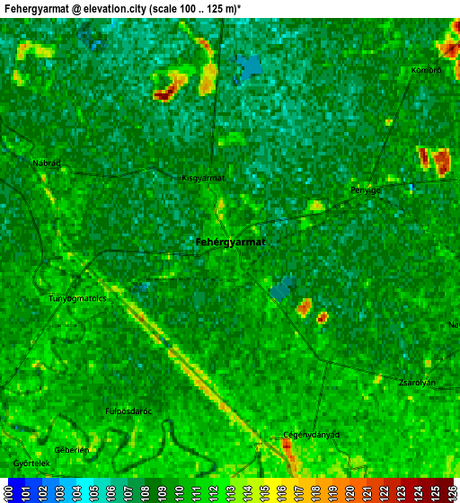 Zoom OUT 2x Fehérgyarmat, Hungary elevation map