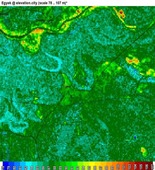 Zoom OUT 2x Egyek, Hungary elevation map