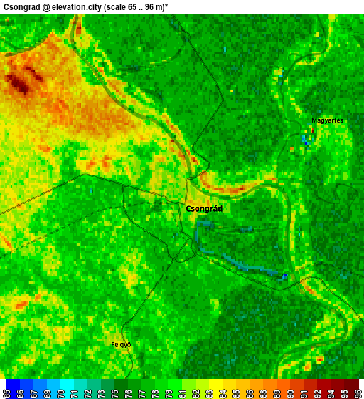 Zoom OUT 2x Csongrád, Hungary elevation map