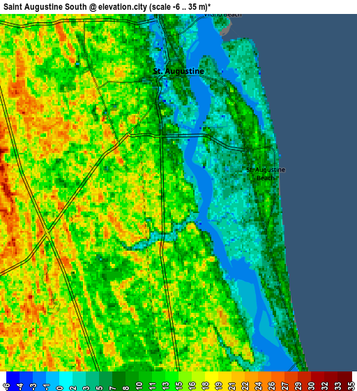 Zoom OUT 2x Saint Augustine South, United States elevation map