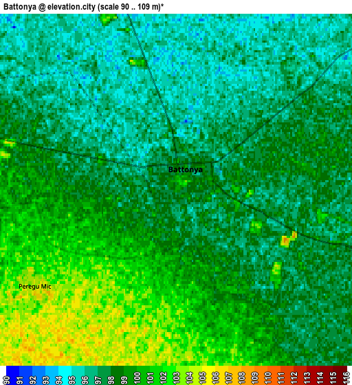 Zoom OUT 2x Battonya, Hungary elevation map