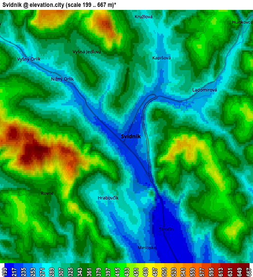 Zoom OUT 2x Svidník, Slovakia elevation map