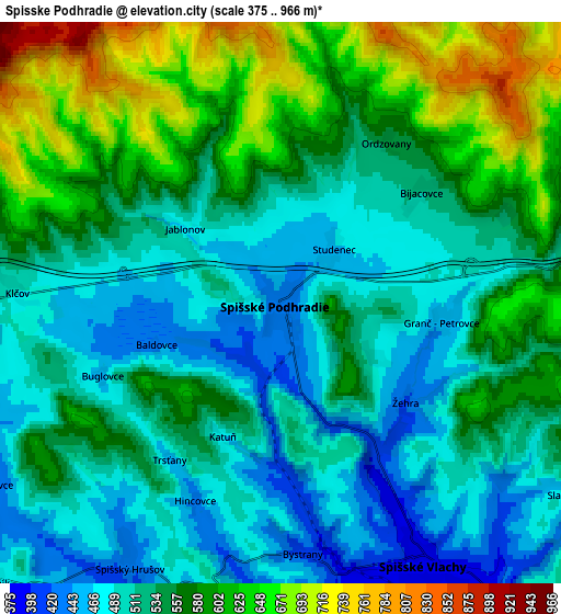 Zoom OUT 2x Spišské Podhradie, Slovakia elevation map