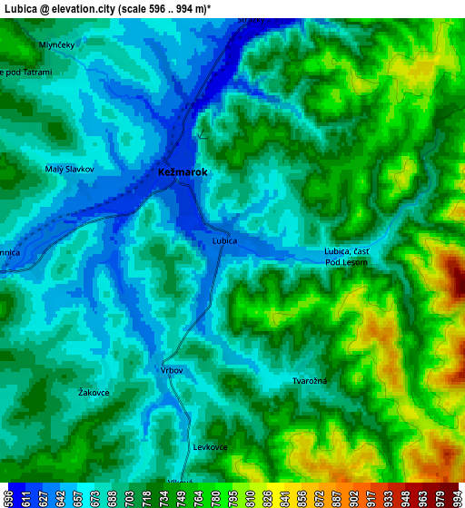 Zoom OUT 2x Ľubica, Slovakia elevation map
