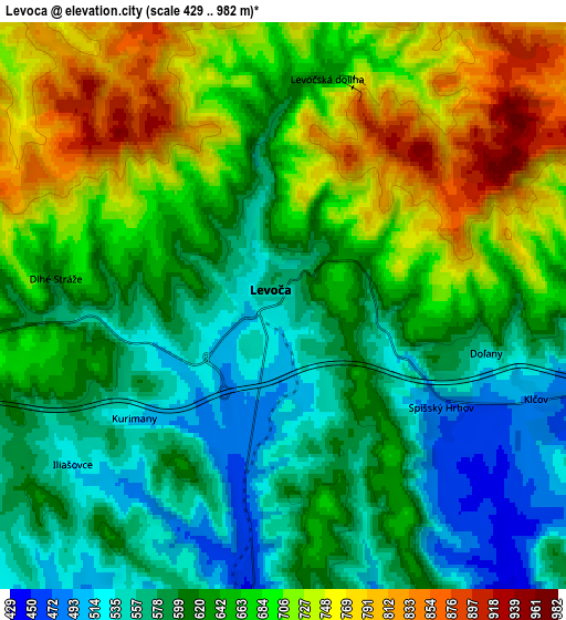 Zoom OUT 2x Levoča, Slovakia elevation map