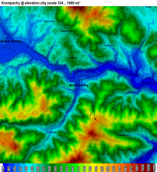 Zoom OUT 2x Krompachy, Slovakia elevation map
