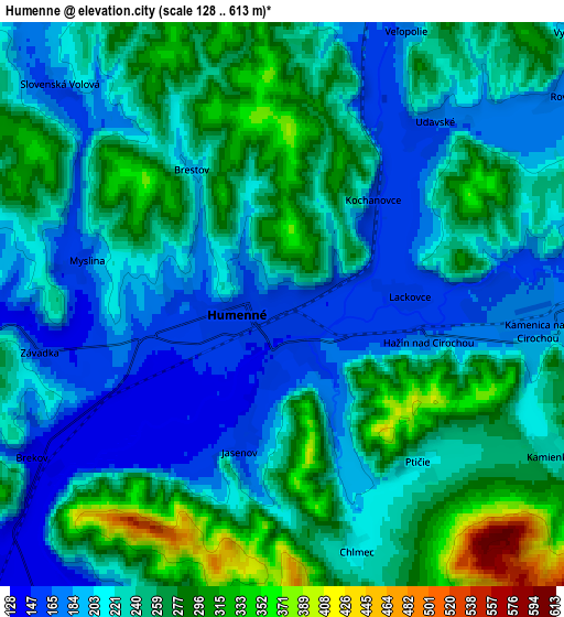 Zoom OUT 2x Humenné, Slovakia elevation map