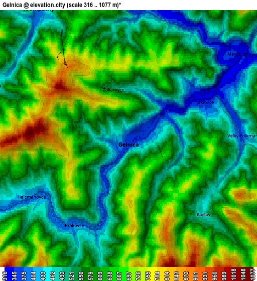Zoom OUT 2x Gelnica, Slovakia elevation map
