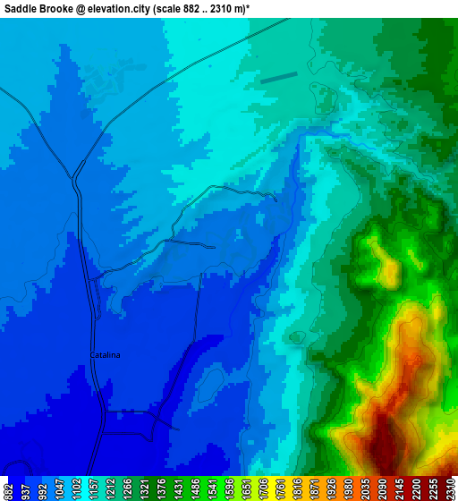 Zoom OUT 2x Saddle Brooke, United States elevation map