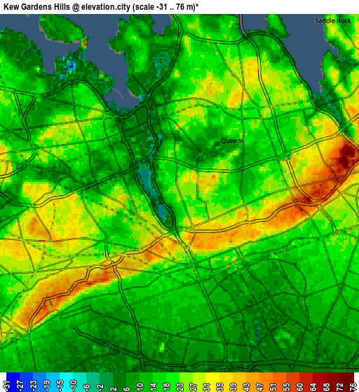 Zoom OUT 2x Kew Gardens Hills, United States elevation map