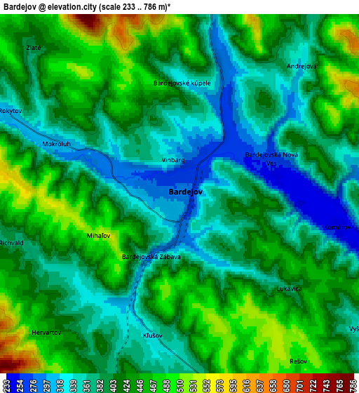 Zoom OUT 2x Bardejov, Slovakia elevation map