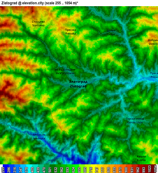 Zoom OUT 2x Zlatograd, Bulgaria elevation map