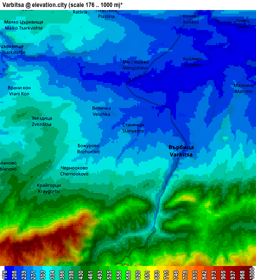 Zoom OUT 2x Varbitsa, Bulgaria elevation map