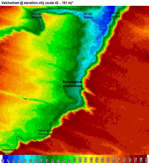 Zoom OUT 2x Valchedram, Bulgaria elevation map