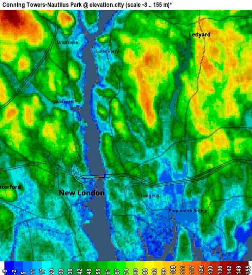 Zoom OUT 2x Conning Towers-Nautilus Park, United States elevation map