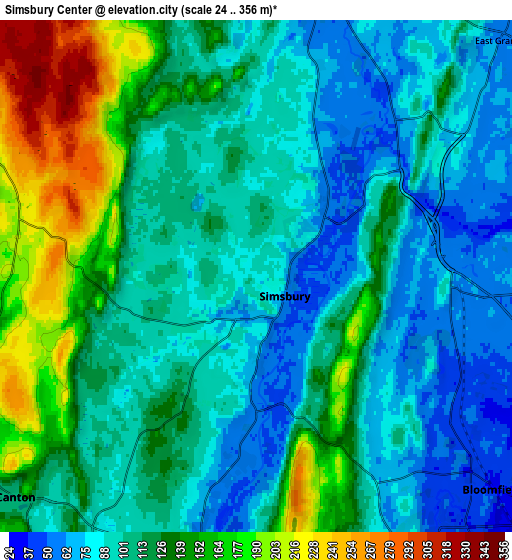 Zoom OUT 2x Simsbury Center, United States elevation map