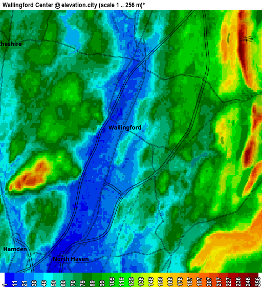 Zoom OUT 2x Wallingford Center, United States elevation map