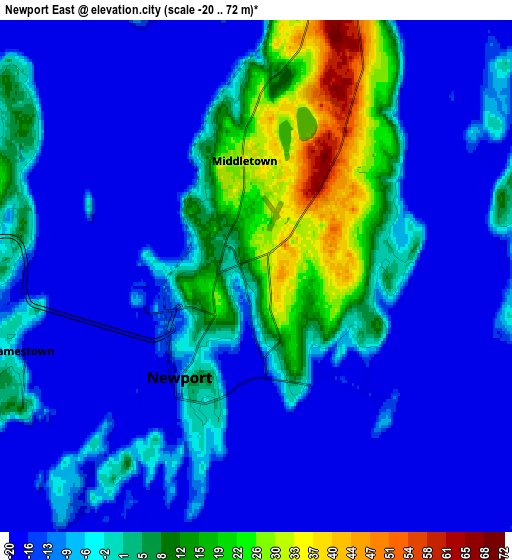 Zoom OUT 2x Newport East, United States elevation map