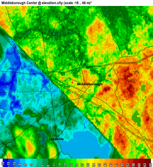 Zoom OUT 2x Middleborough Center, United States elevation map