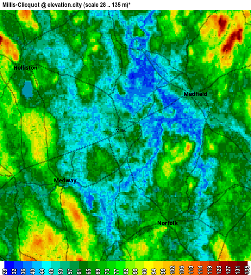 Zoom OUT 2x Millis-Clicquot, United States elevation map