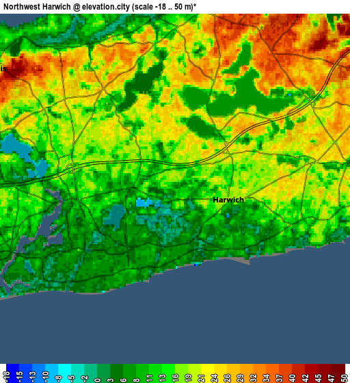 Zoom OUT 2x Northwest Harwich, United States elevation map