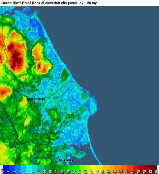 Zoom OUT 2x Ocean Bluff-Brant Rock, United States elevation map