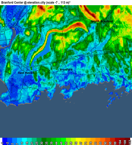 Zoom OUT 2x Branford Center, United States elevation map