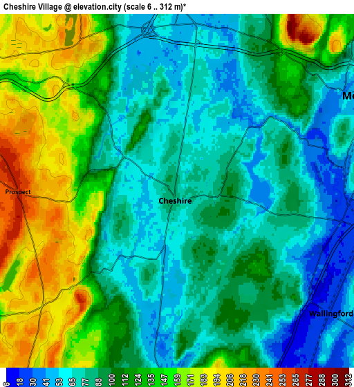 Zoom OUT 2x Cheshire Village, United States elevation map